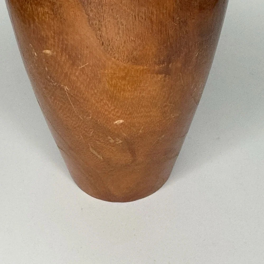 Vintage Mid Century Modern Turned‎ Wood Vase Handmade Hardwood MCM
